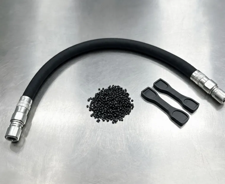 Hydraulic hose and polymer pellets